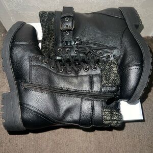 Kids Black Boots with Knit Detail